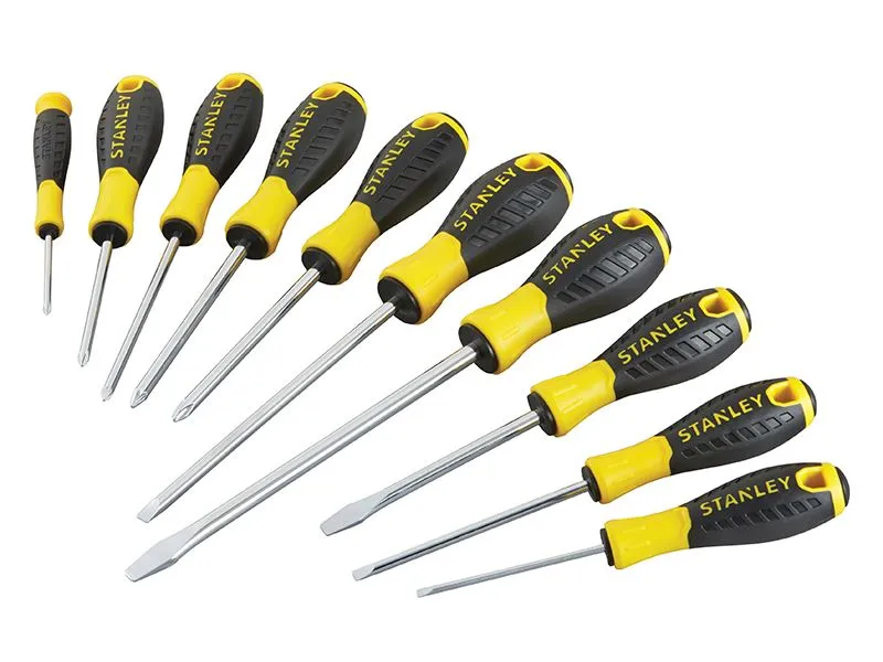 STANLEY 0-60-211 Essential Screwdriver Set, 10-Piece, Chrome Vanadium Steel