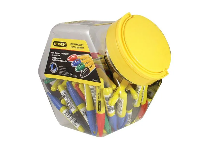 STANLEY® Mini Fine Tip Marker Pens, Mixed Colours (Tub of 72)