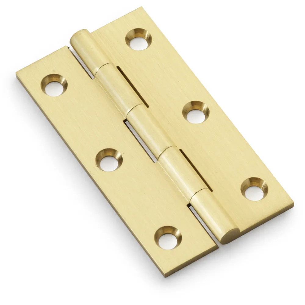 PAIR Solid Brass Cabinet Butt Hinge - 75mm - Satin Brass Premium Cupboard Fixing