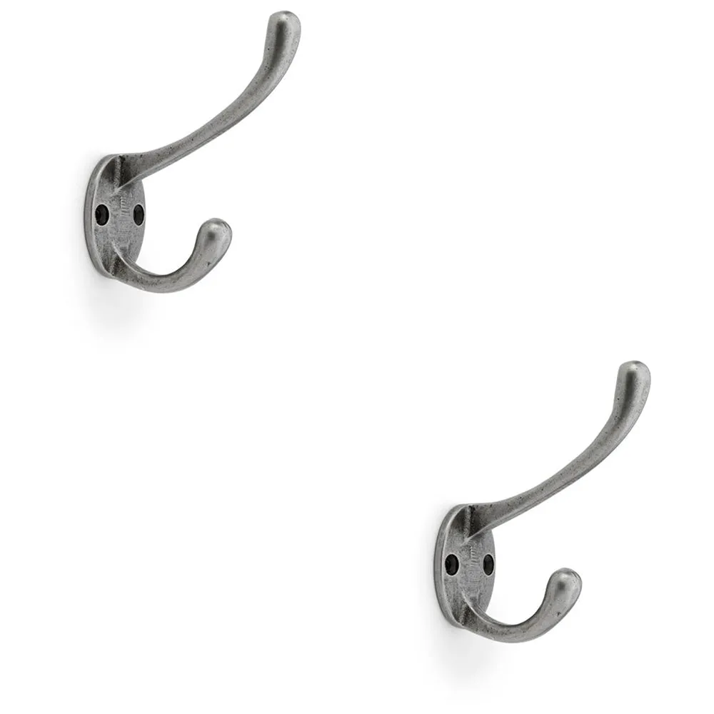 2 PACK - SOLID BRASS Victorian Hat & Coat Hook - Wall Mounted Holder - Antique Iron