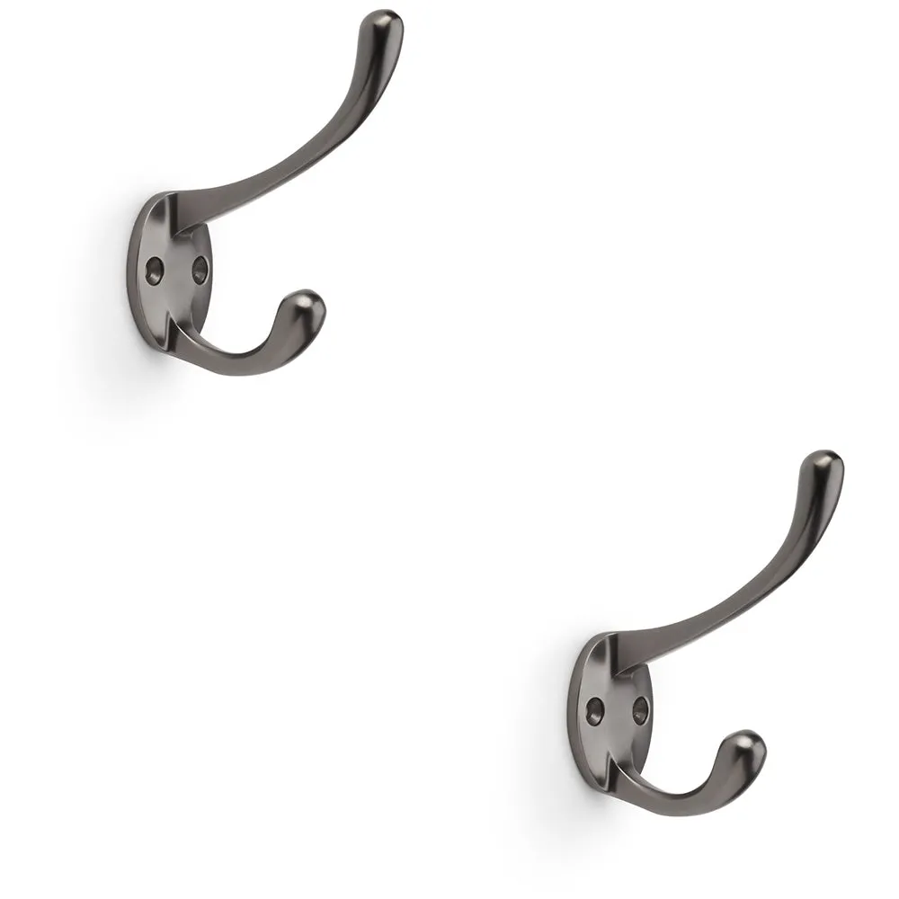 2 PACK - SOLID BRASS Victorian Hat & Coat Hook - Wall Mounted Holder - Dark Bronze