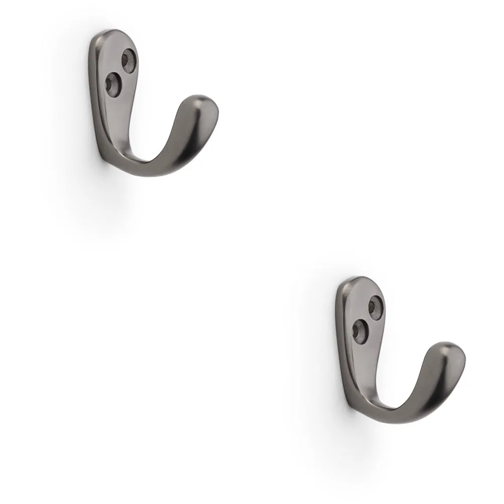 2 PACK - SOLID BRASS Victorian Single Robe Coat Hook - Wall Mounted Holder Dark Bronze