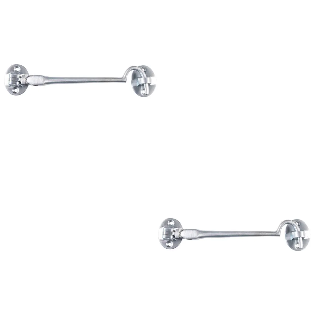 2 PACK - Lightweight Cabin Hook & Eye Satin Chrome 102mm Arm Cabinet Hatch Lock
