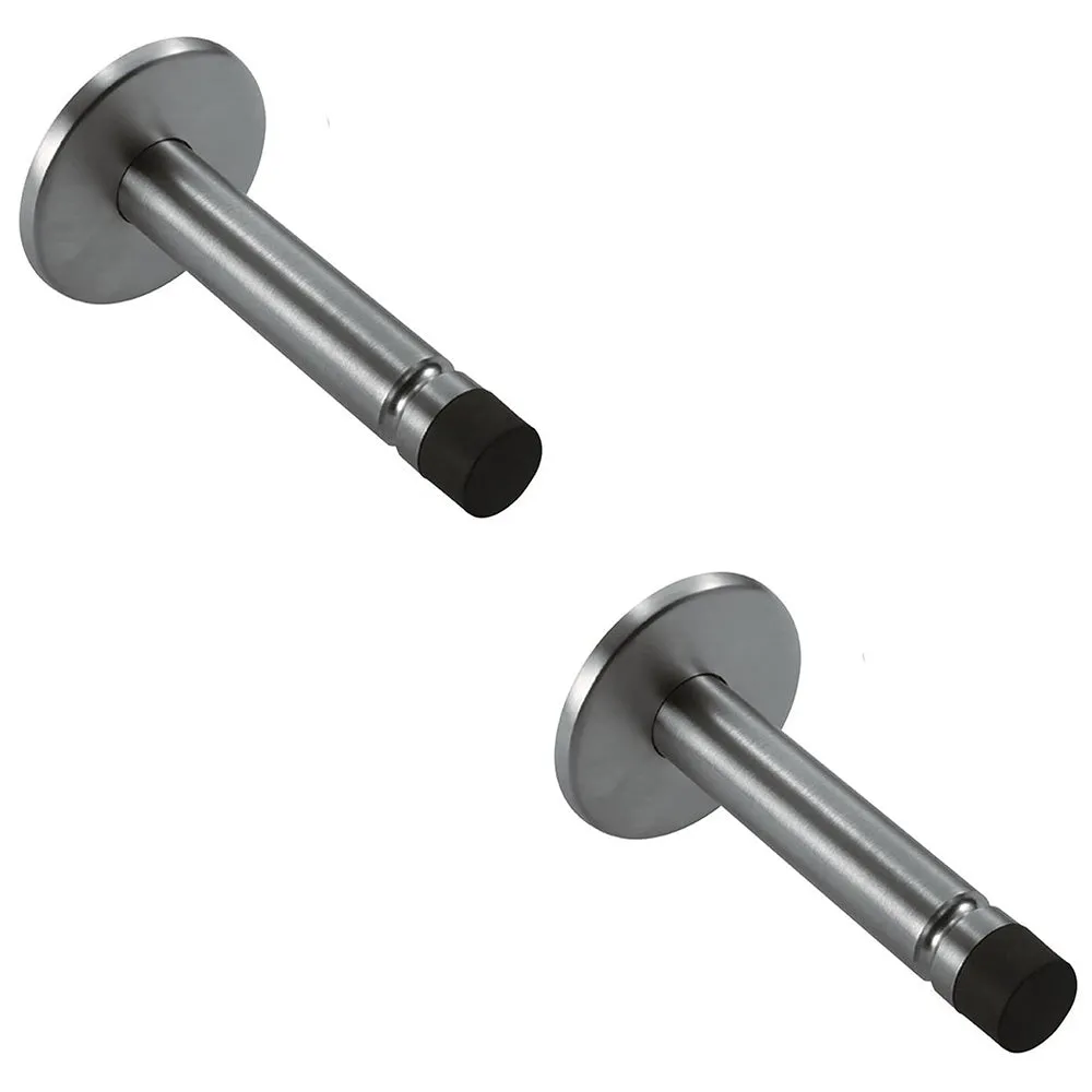 2 PACK - Coat Hook on Concealed Fix Rose Rubber Tip - 93mm Projection Bright Steel