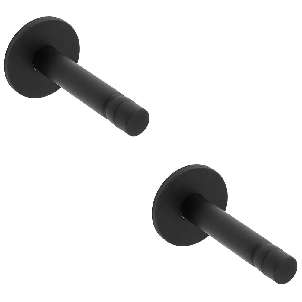 2 PACK - Coat Hook on Concealed Fix Rose Rubber Tip - 93mm Projection Matt Black