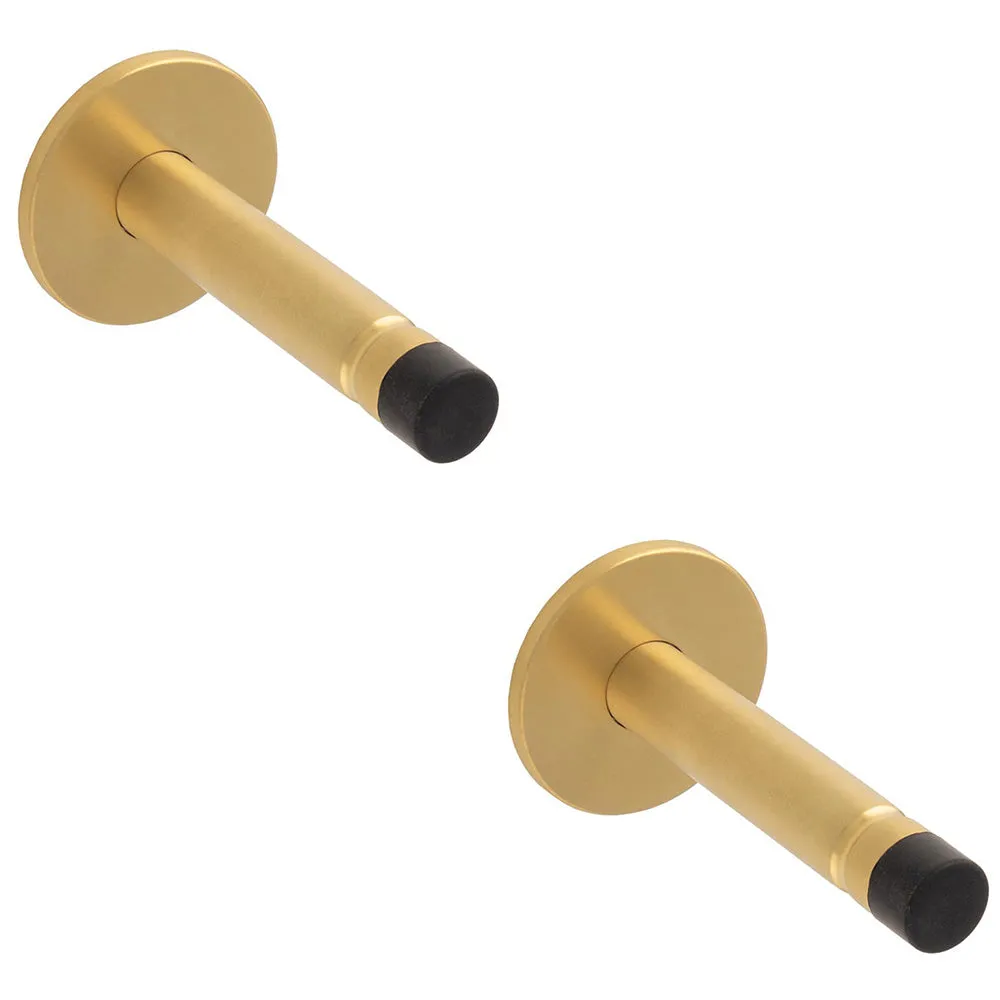 2 PACK - Coat Hook on Concealed Fix Rose Rubber Tip - 93mm Projection Satin Brass PVD