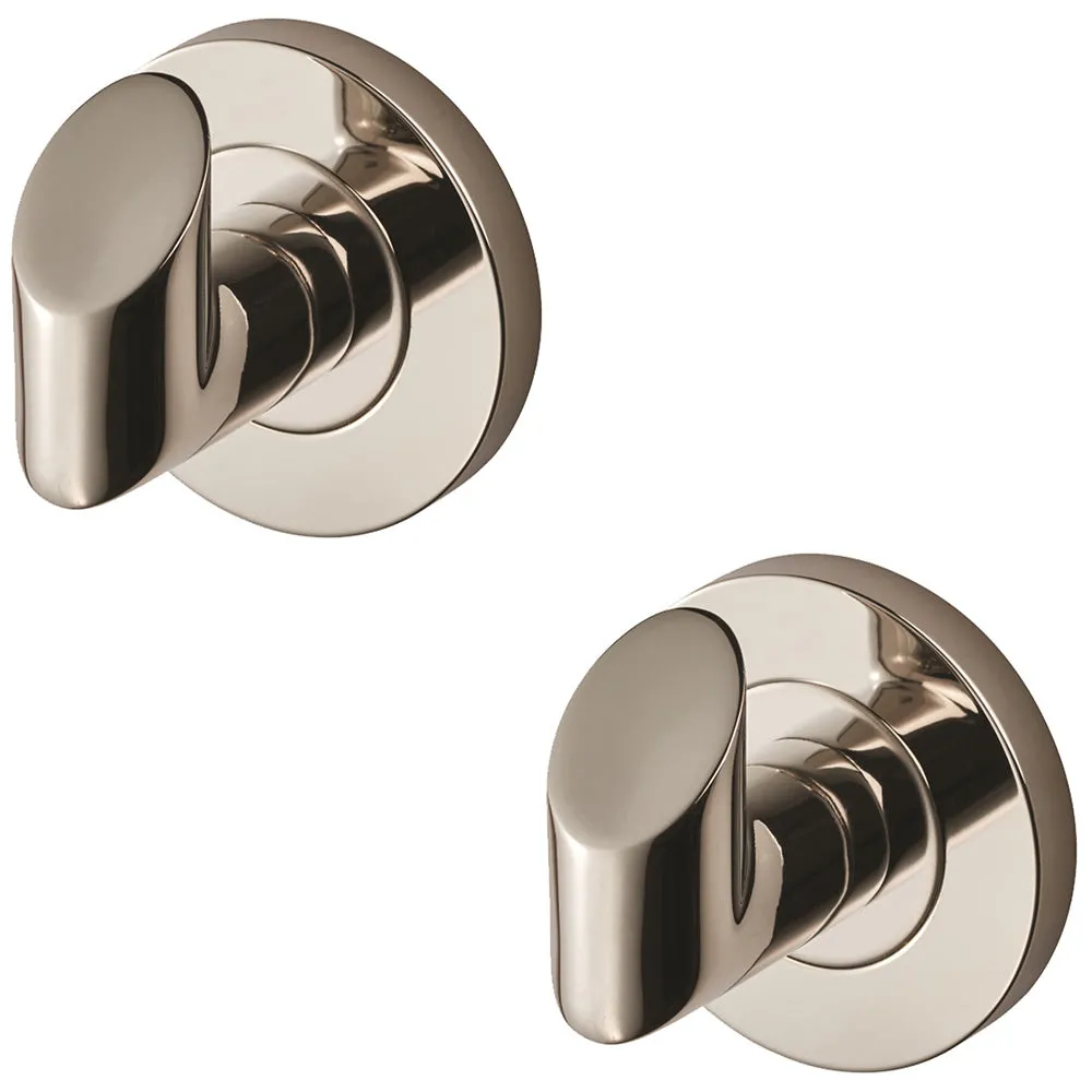 2 PACK - Single Bathroom Robe Hook on Concealed Fix Rose 44.5mm Proj Bright Steel