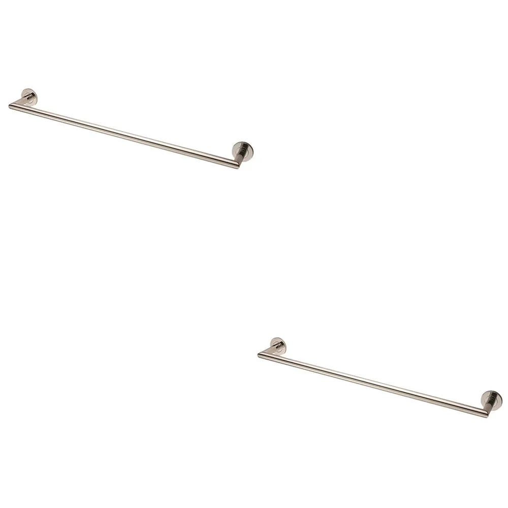 2 PACK - Mitred Bathroom Single Towel Rail Concealed Fix 398mm Centres Bright Steel