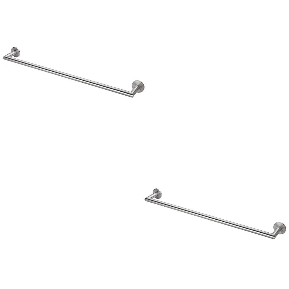 2 PACK - Mitred Bathroom Single Towel Rail Concealed Fix 600mm Centres Satin Steel