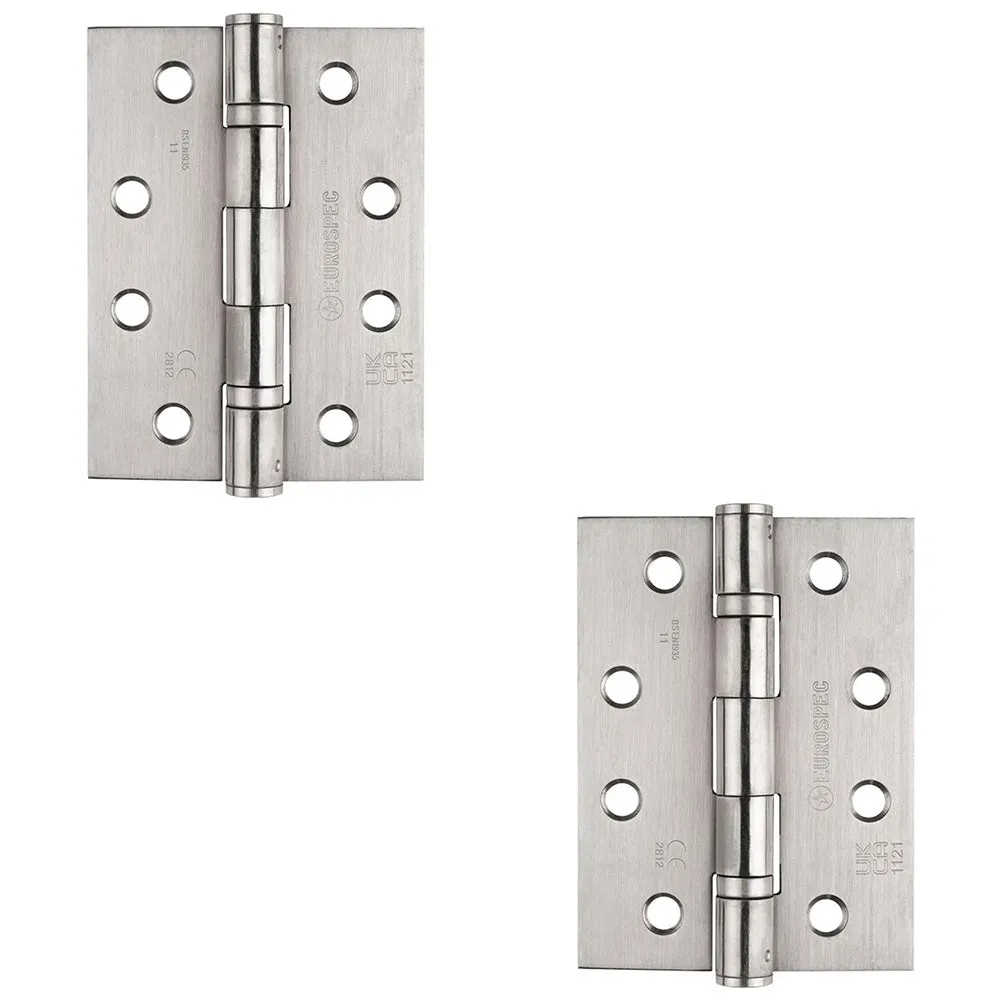 2 PACK - PAIR Grade 11 Heavy Duty Ball Bearing Hinge - 102 x 76mm Bright Stainless Steel