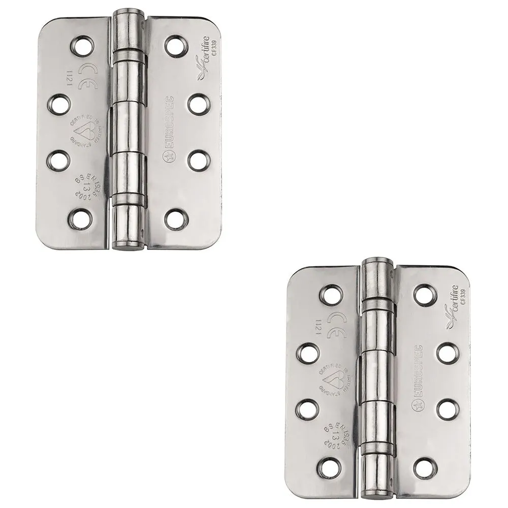 2 PACK - PAIR Grade 13 Heavy Duty Ball Bearing Hinge - RADIUS 102 x 76mm Satin Steel