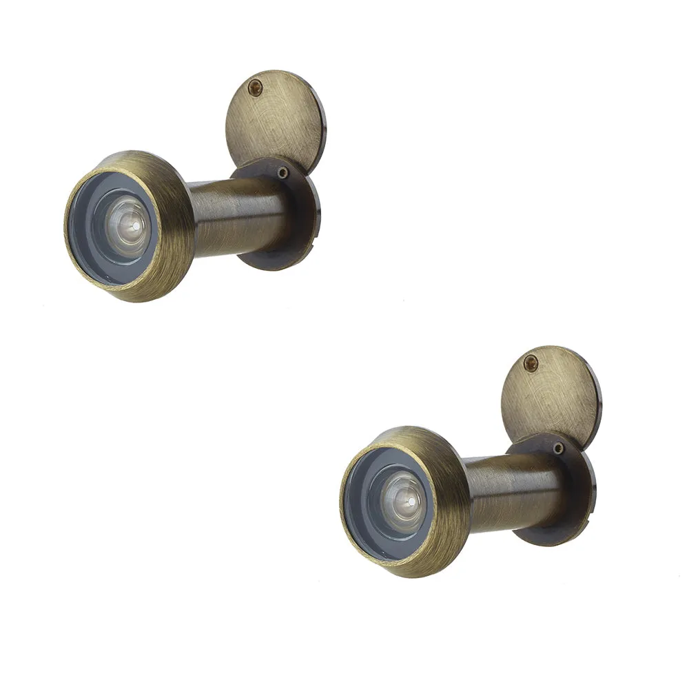 2 PACK 180 Degree Door Viewers for 35-55mm Doors with Intumescent Feature in Antique Brass Finish