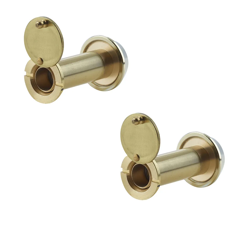 2 PACK 180 Degree Door Viewers for 35-55mm Doors with Intumescent Polished Brass Finish