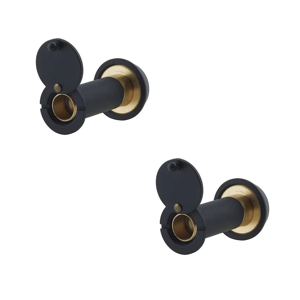 2 PACK 180 Degree Door Viewers for 50-70mm Doors with Intumescent Features - Black Finish
