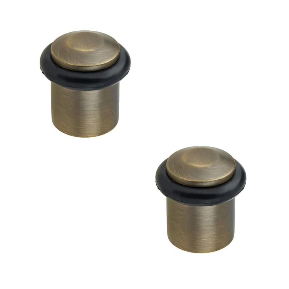2 PACK Antique Brass Chamfered Door Stops for Stylish Protection - Solid Brass & Rubber Stopper