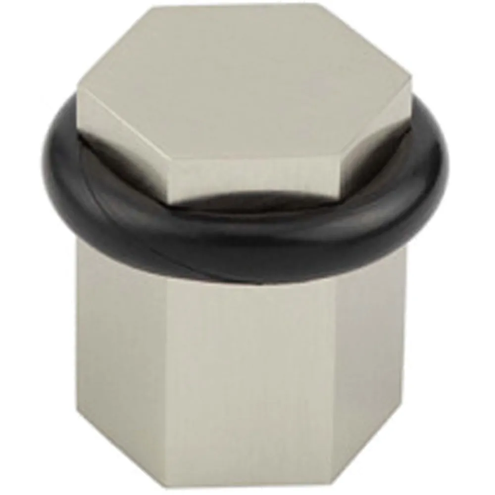 Stylish Satin Nickel Hexagonal Floor Doorstops for Home Décor - Solid Brass & Rubber Stopper