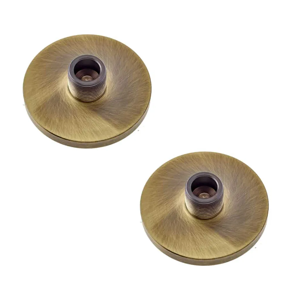 2 PACK Antique Brass Wall-Mounted Door Stops with Plain Bases - Solid Brass & Rubber Stopper