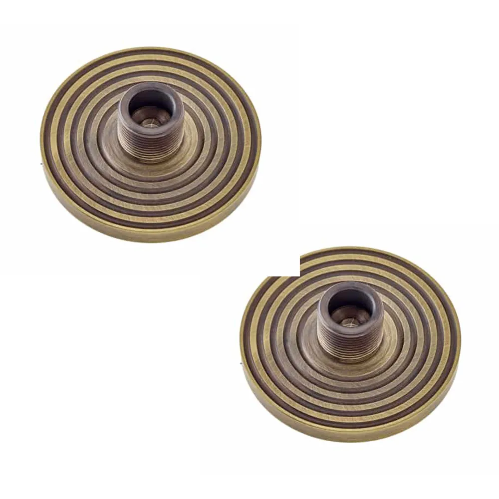 2 PACK Antique Brass Reeded Base Wall Mounted Door Stop for Stylish Home Decor - Solid Brass & Rubber Stopper