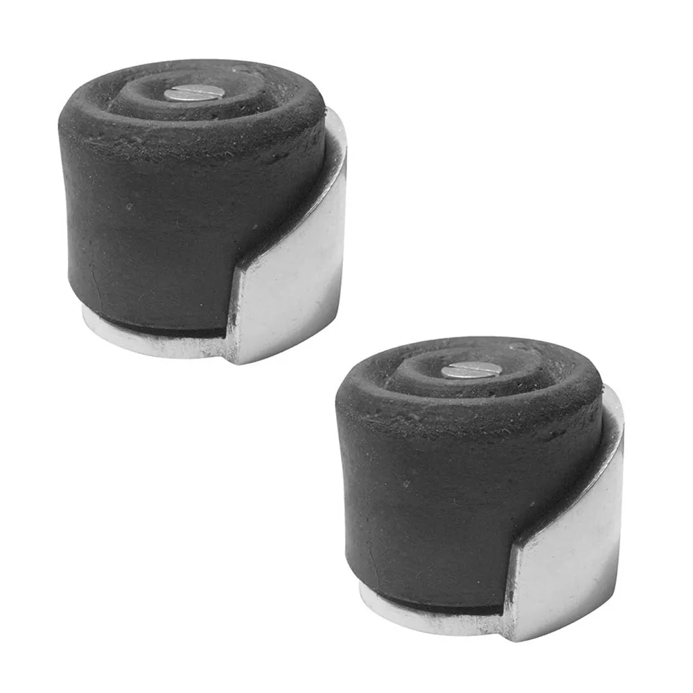 2 PACK Durable Aluminium Floor Mounted Doorstops - 40x30mm Satin Anodised Finish - Rubber Stopper Protector