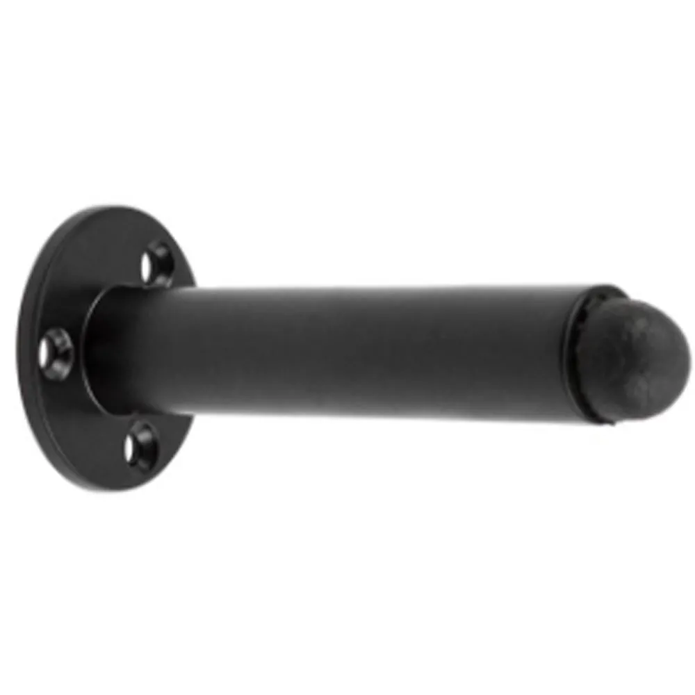 Stylish Black Wall Mounted Door Stop - 85mm - Rubber Stopper Protector