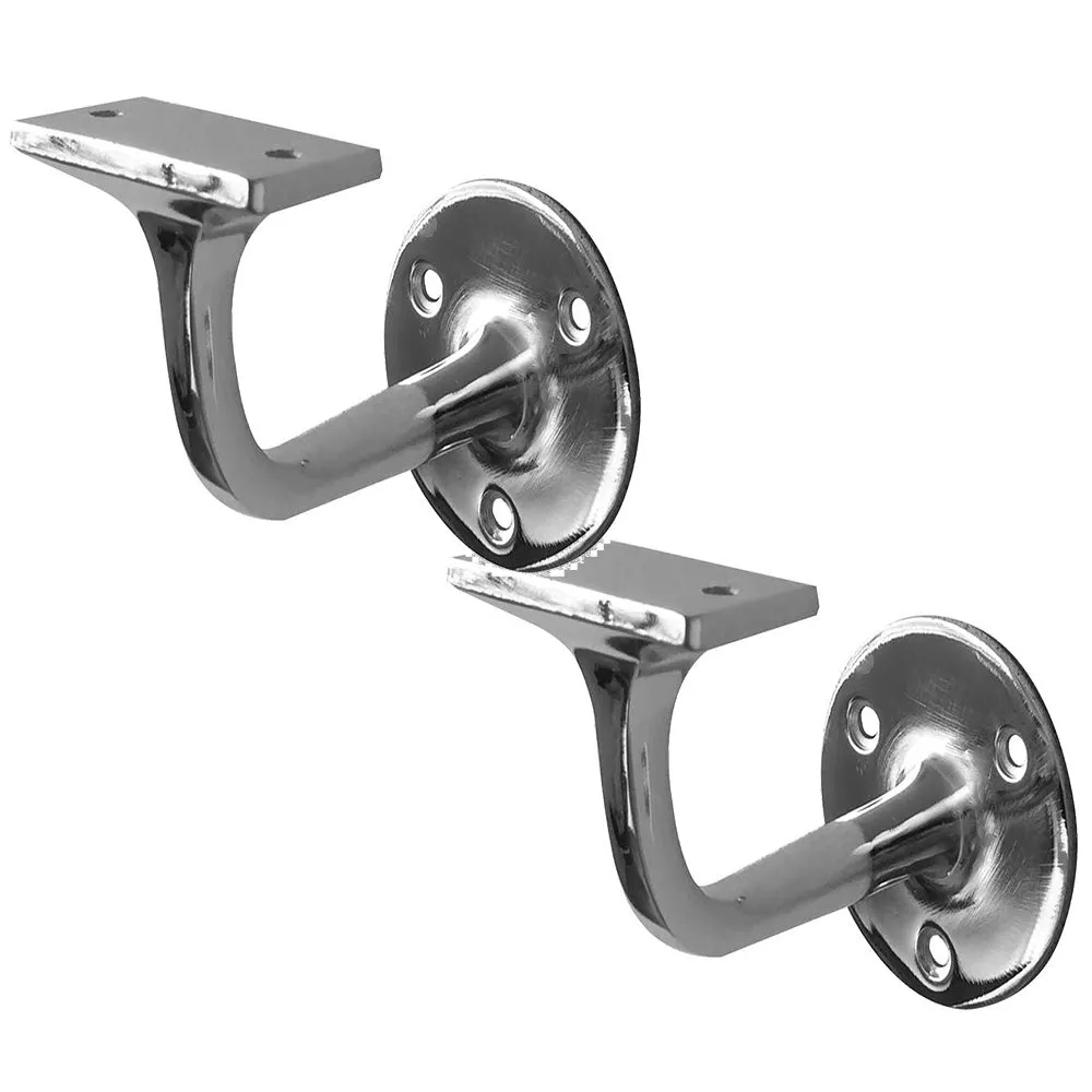2 PACK Durable 75mm Polished Chrome Zinc Handrail Brackets for Safety and Style - Stair Bannister Holder