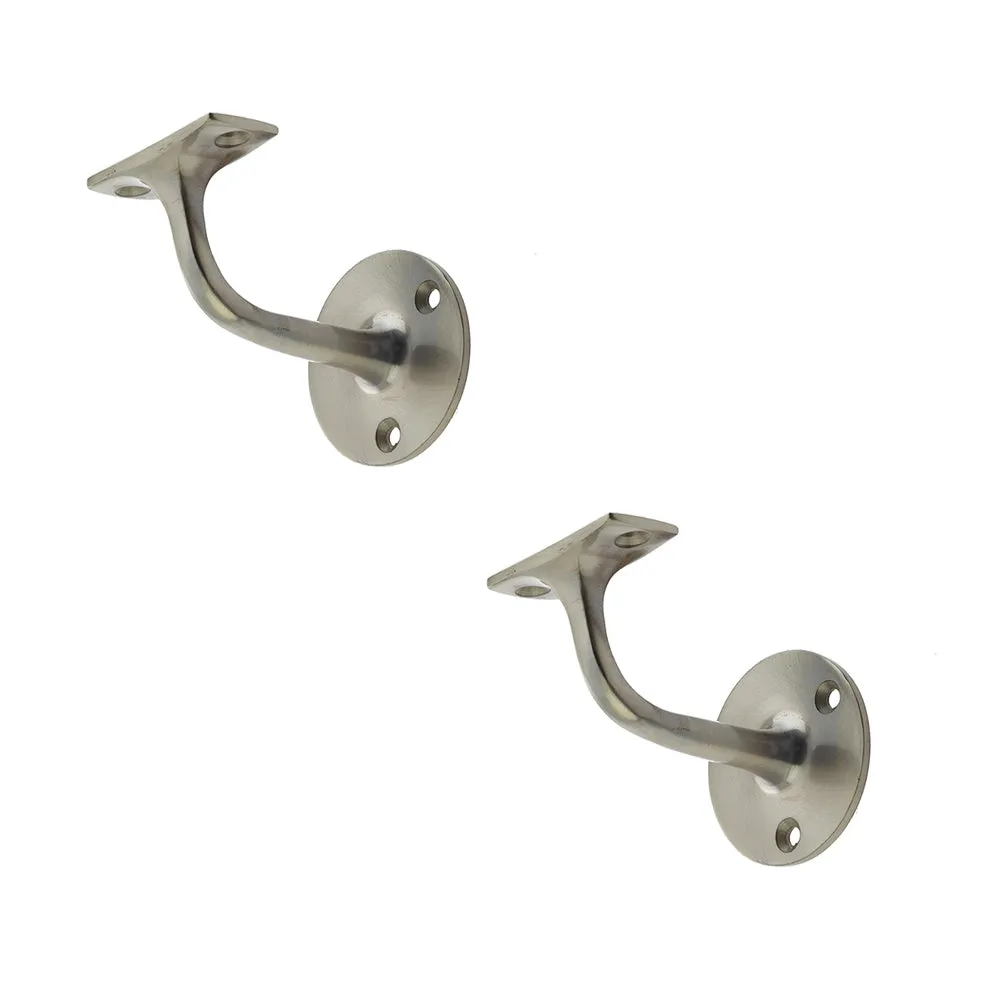2 PACK Durable 75mm Satin Nickel Zinc Handrail Brackets for Safety - Stair Bannister Holder