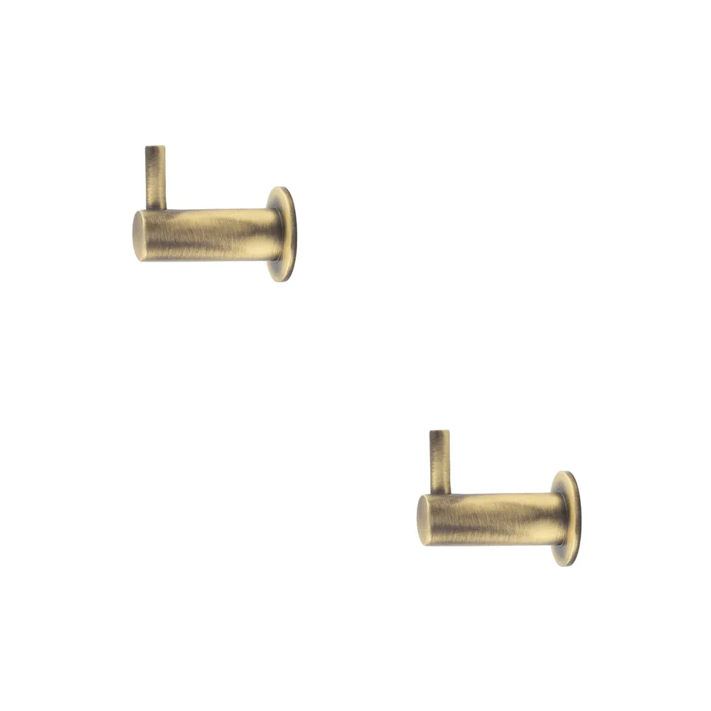2 PACK Antique Brass Cupboard Hook 37mm for Elegant Organization - Wall Mounted Clothing Hook