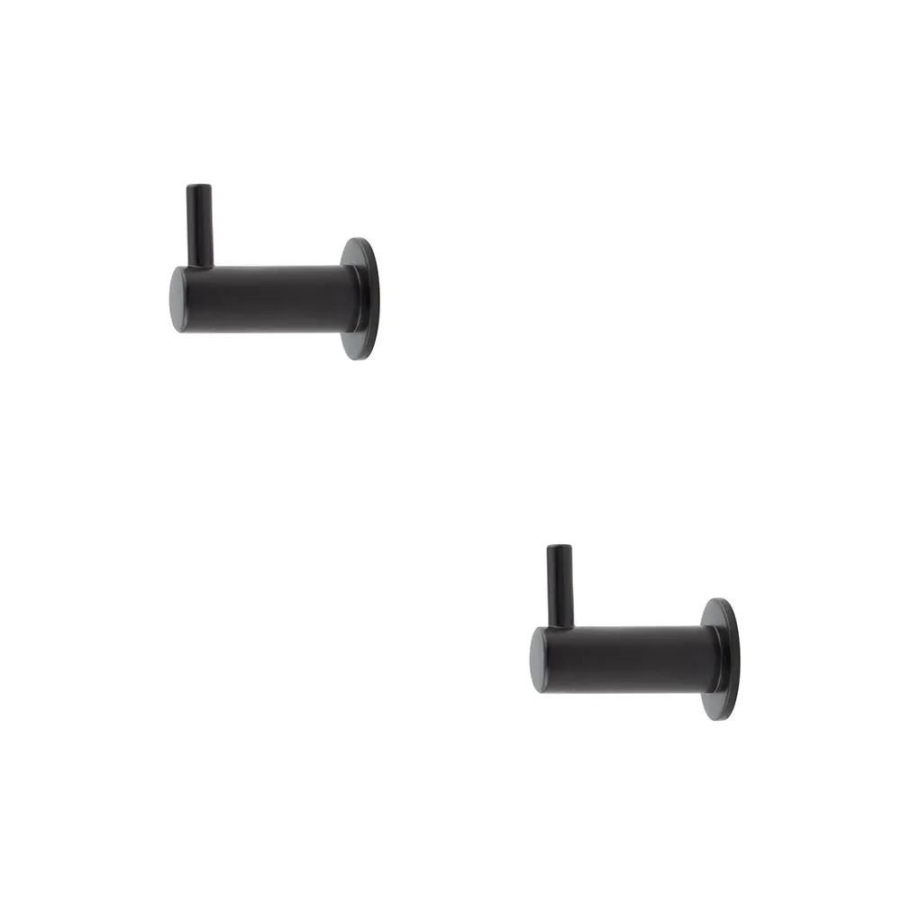 2 PACK Durable Black Cupboard Hook 37mm for Stylish Organization - Wall Mounted Clothing Hook