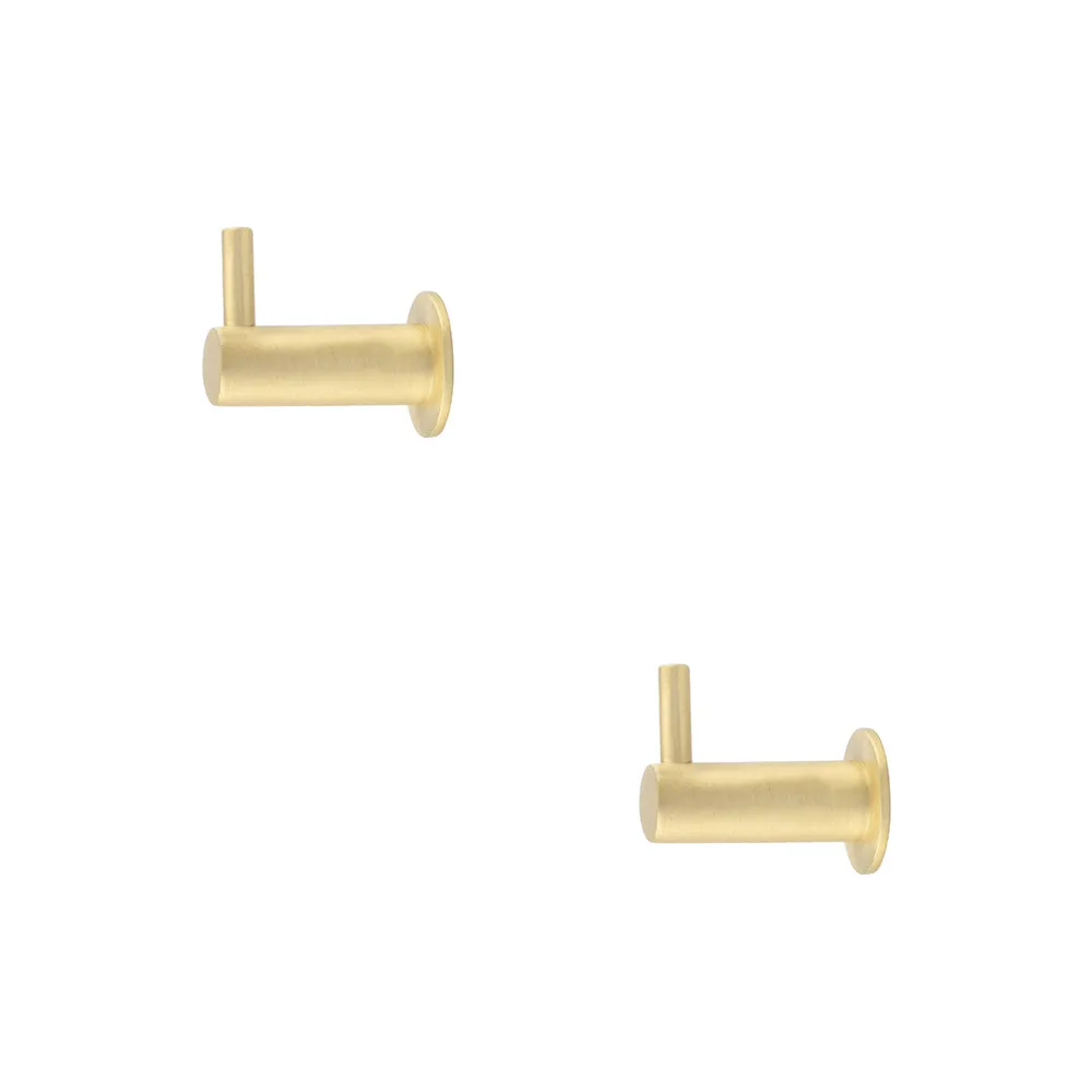 2 PACK Durable 37mm Satin Brass Cupboard Hook for Stylish Organization - Wall Mounted Clothing Hook