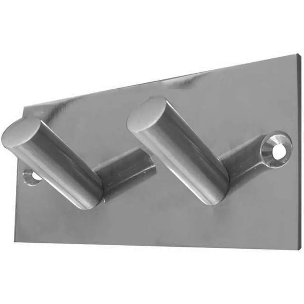 Stylish Double Robe Hook in Satin Stainless Steel - 94x46mm - Wall Mounted Clothing Hook