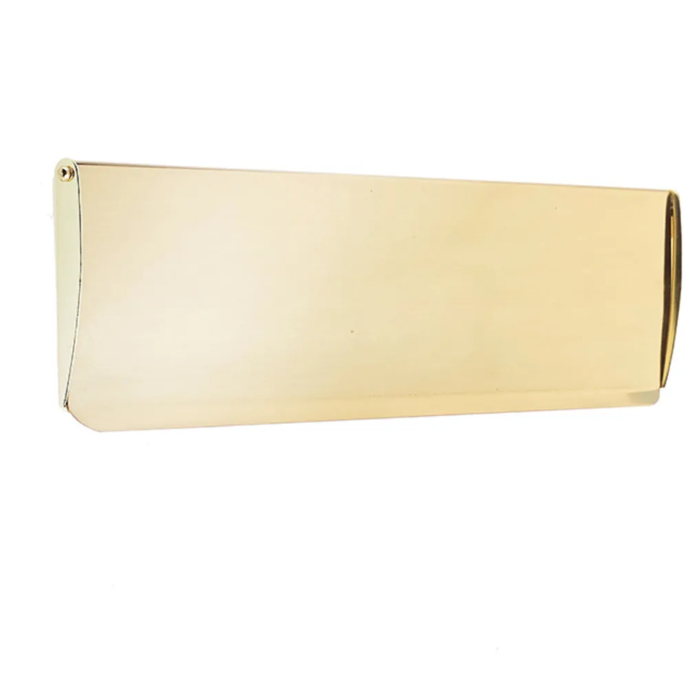 Stylish Plain Inner Door Tidies in Polished Brass - 354x127mm - Internal Letter Box Plate