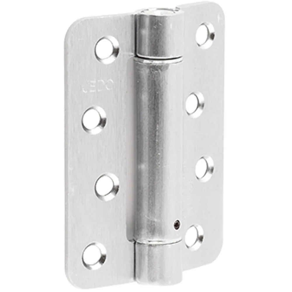 Satin Chrome Steel Radiused Spring Hinge - Automatic Closing (Pack of 3) 102x76mm - Door Hinges