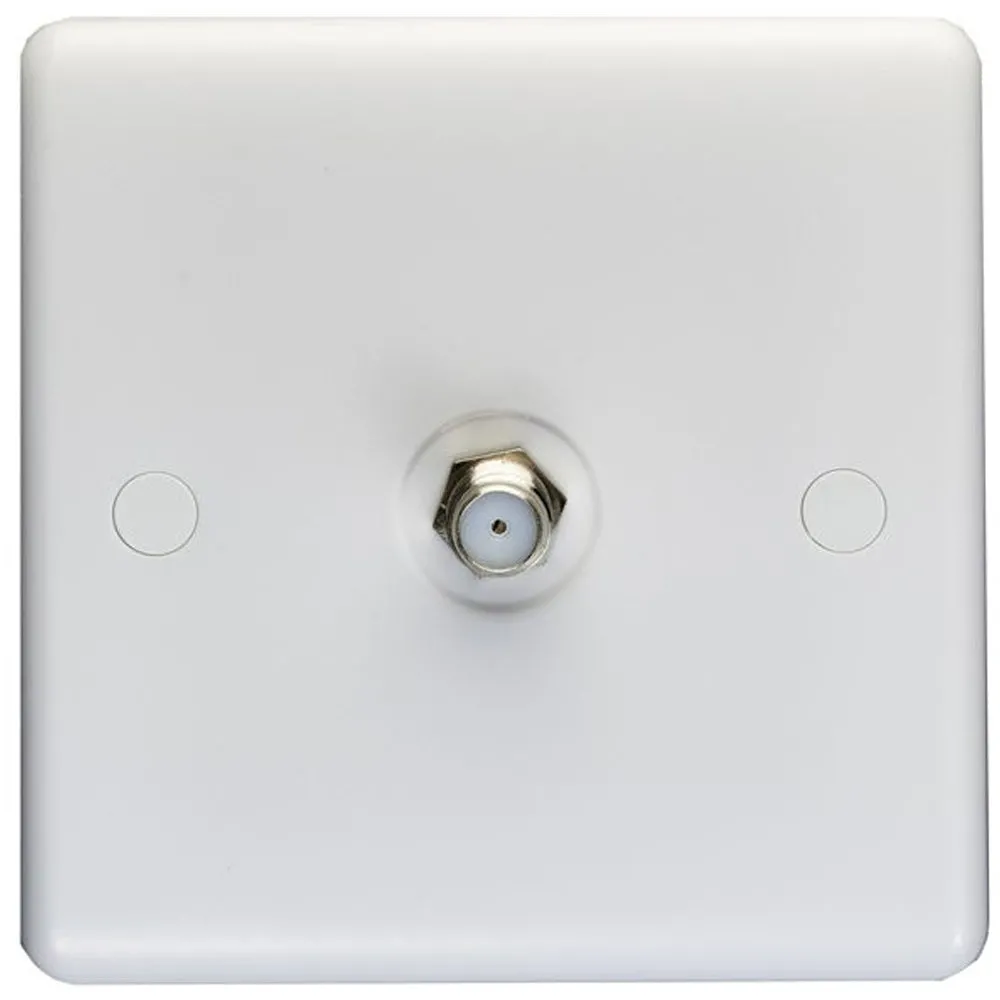 1 Gang Single TV Satellite Wall Face Plate - WHITE Female F-Connector Screw