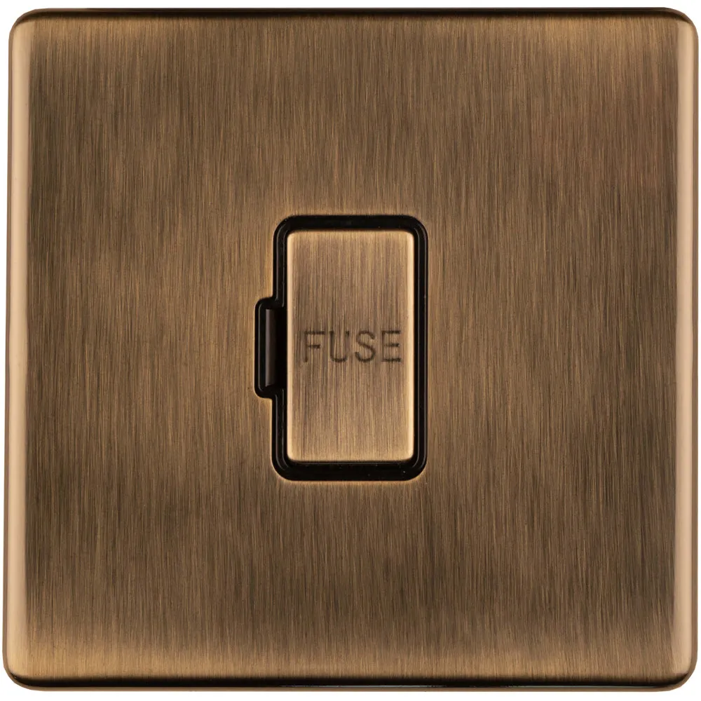 1 Gang 13A Unswitched Fuse Spur SCREWLESS ANTIQUE BRASS Rocker Mains Isolation