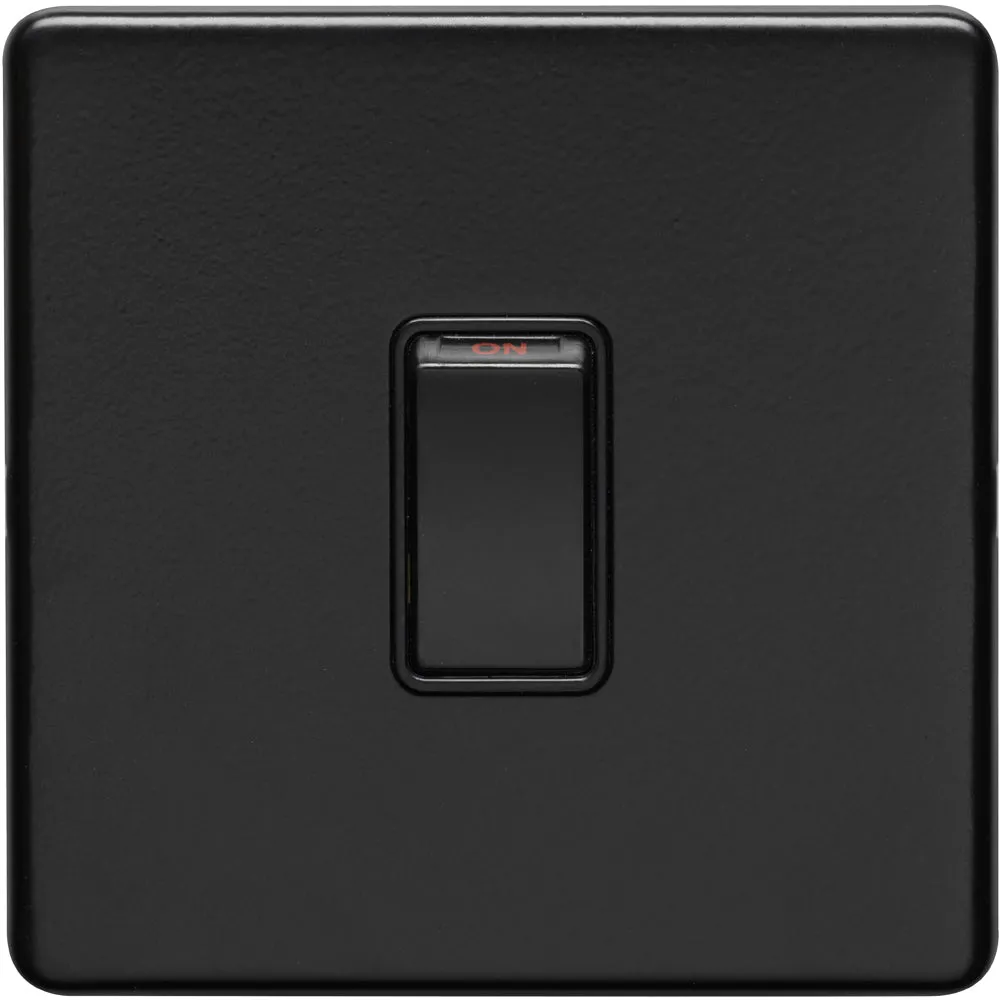 1 Gang 20A Single Light Switch SCREWLESS MATT BLACK 2 Way Slim Rocker Plate