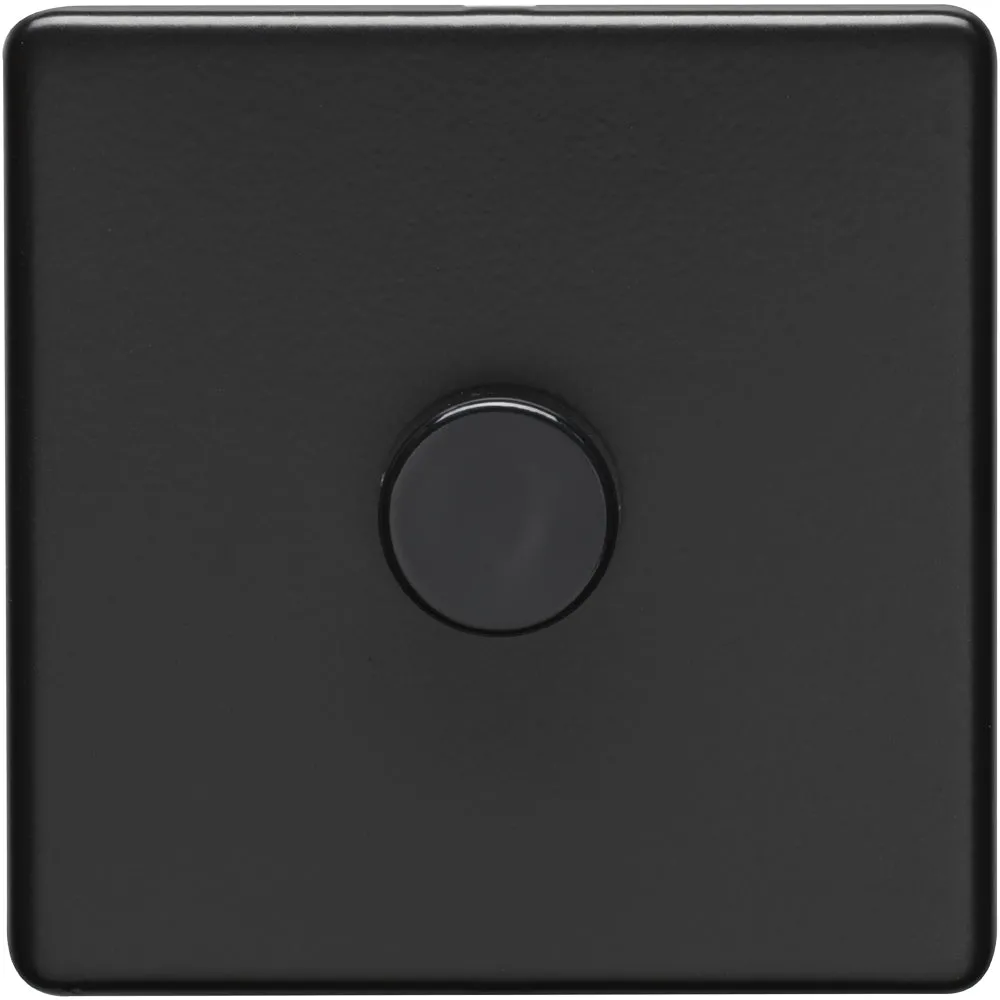 1 Gang Rotary Dimmer Switch 2 Way LED SCREWLESS MATT BLACK Light Dimming Wall