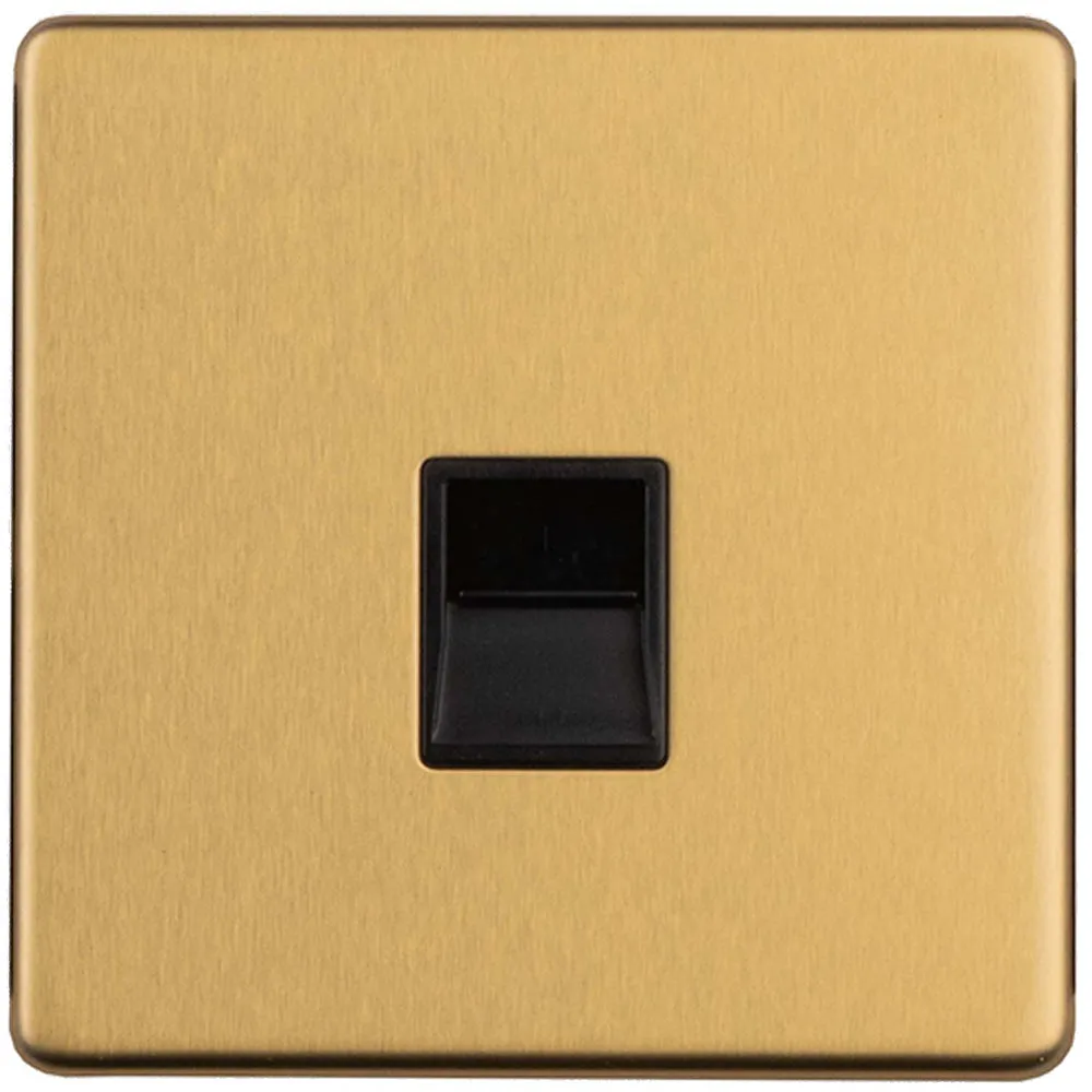 1 Gang Extension Telephone Wall Socket SCREWLESS SATIN BRASS Slave Secondary