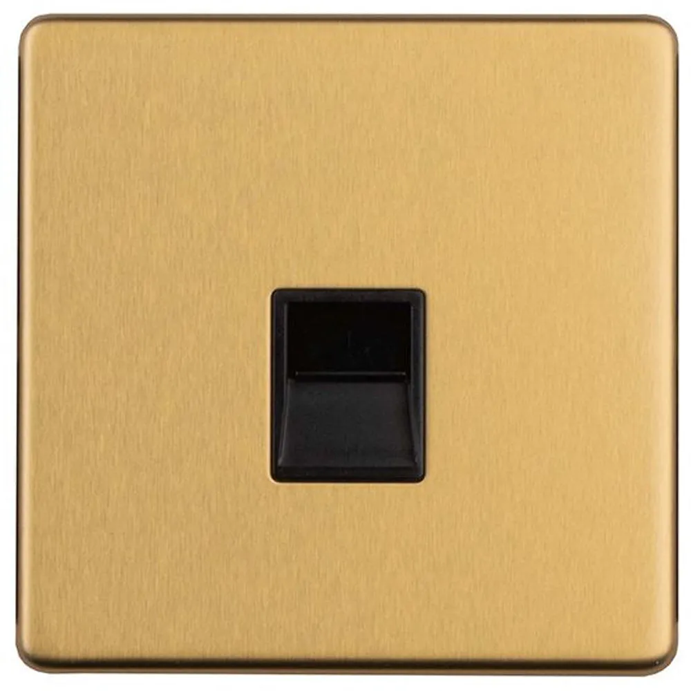 1 Gang Extension Telephone Wall Socket SCREWLESS SATIN STEEL Slave Secondary