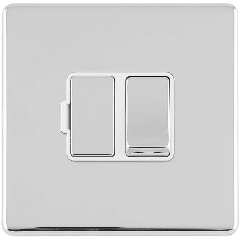 1 Gang 13A Switched Fuse Spur SCREWLESS POLISHED CHROME Mains Isolation Plate