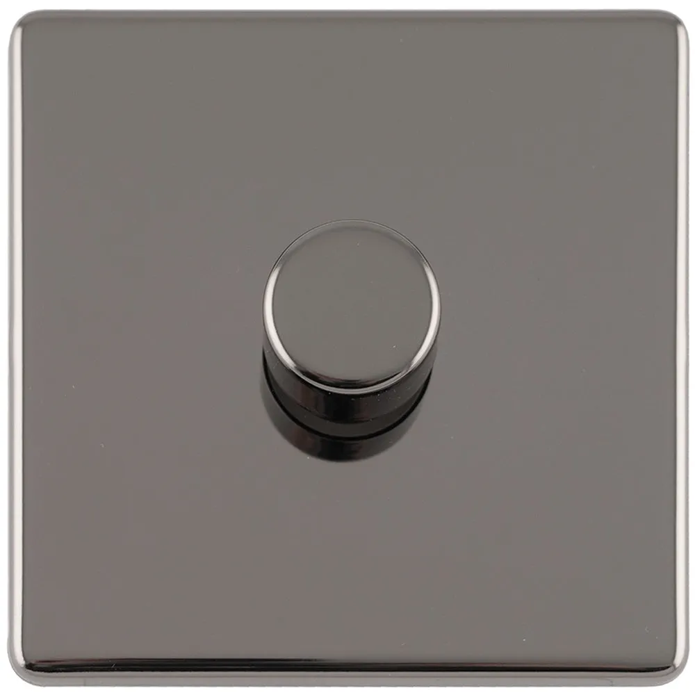 1 Gang Rotary Dimmer Switch 2 Way LED SCREWLESS BLACK NICKEL Light Dimming Wall