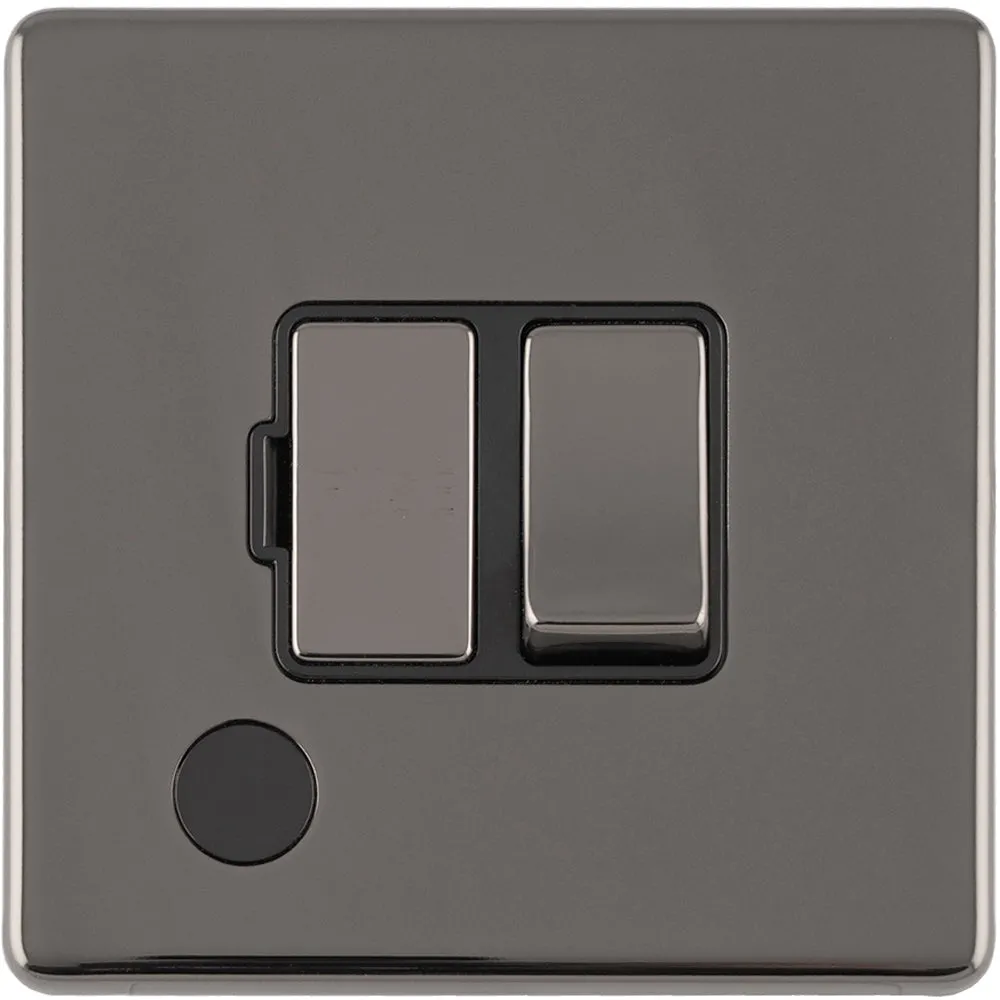 1 Gang 13A Switched Fuse Spur & Flex Outlet SCREWLESS BLACK NICKEL Isolation