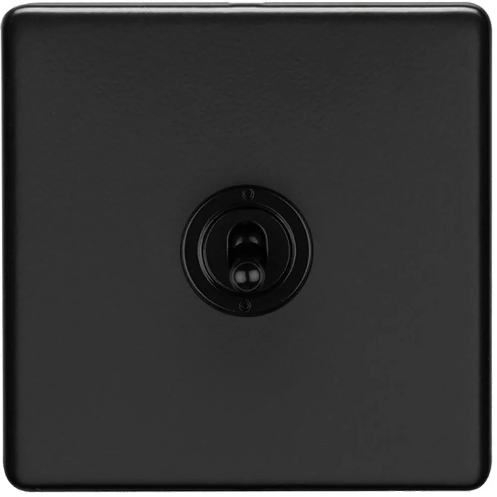 1 Gang Single Retro Toggle Light Switch SCREWLESS MATT BLACK 10A 2 Way Lever